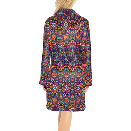 Ethnic Flower Style Print Pattern Women's Fleece Robe