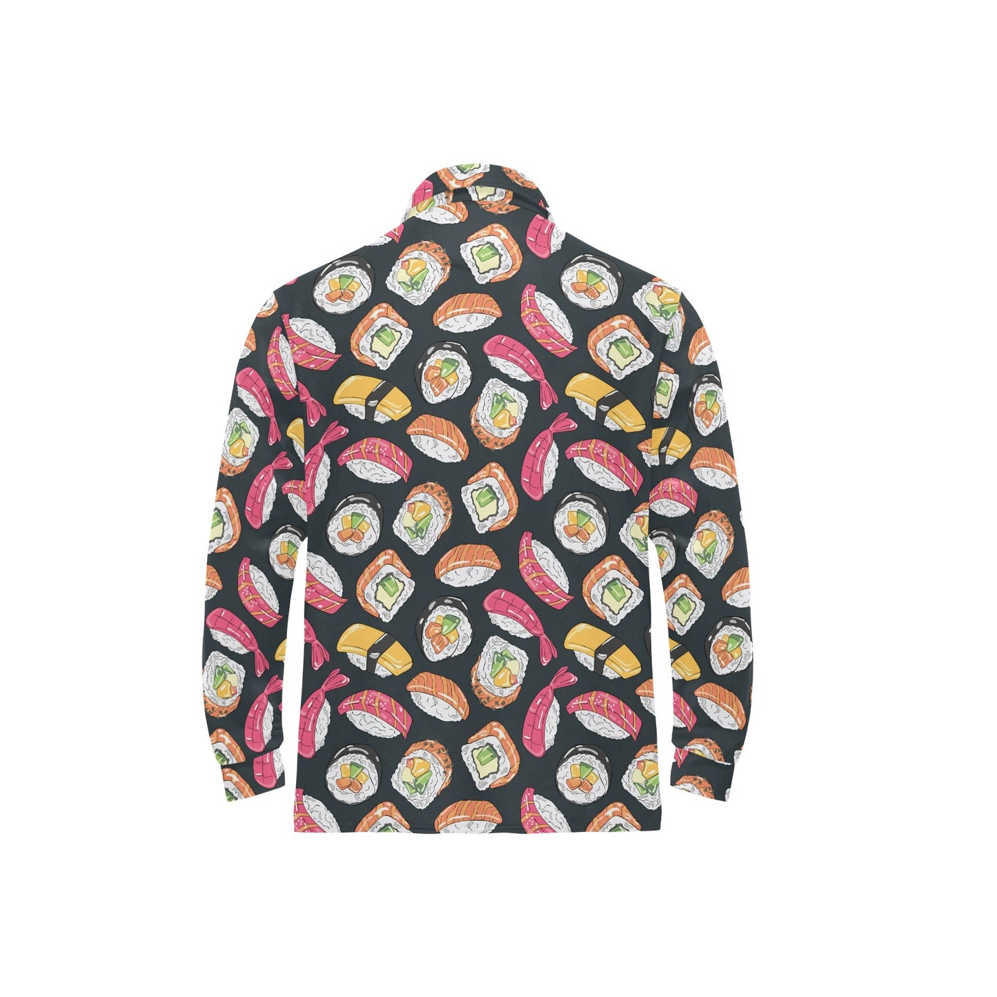 Sushi Print Design LKS306 Long Sleeve Polo Shirt For Men's