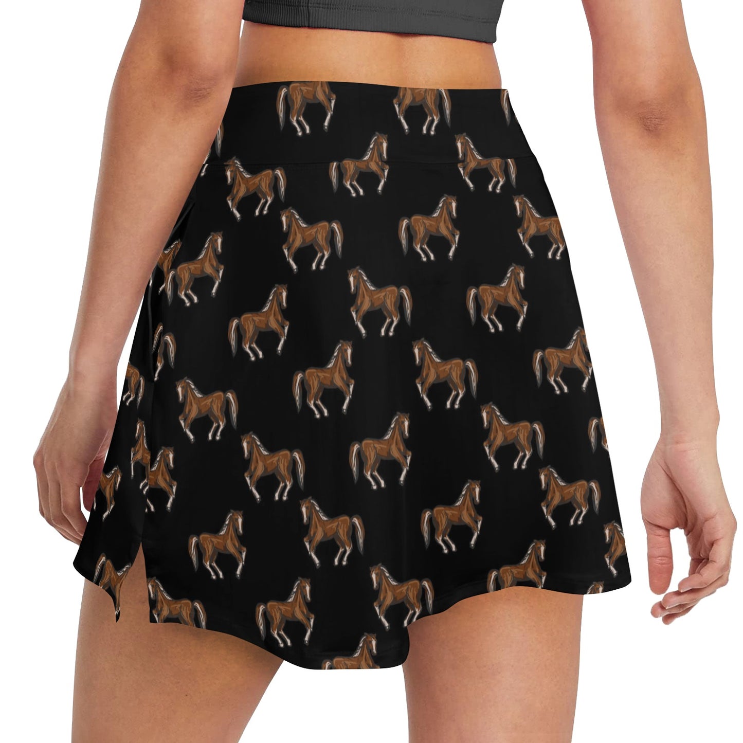 Horse Print Design LKS3010 Women's Golf Skirt with Pocket