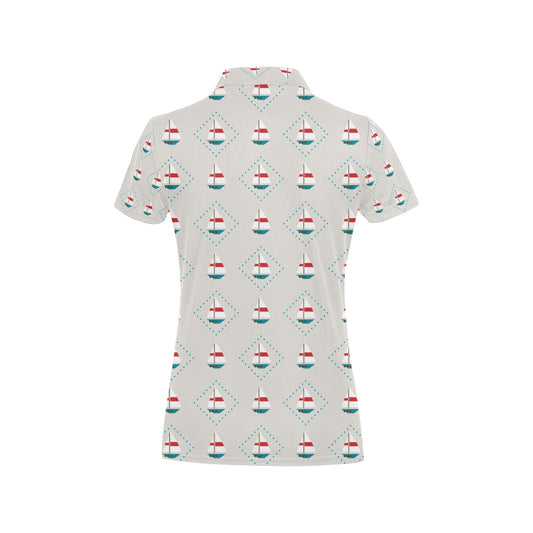 Sailboat Print Design LKS301 Women's Polo Shirt