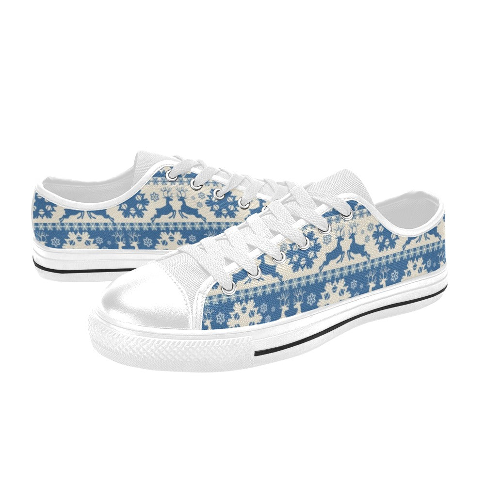 Reindeer Print Design LKS401 Women's White Low Top Shoes