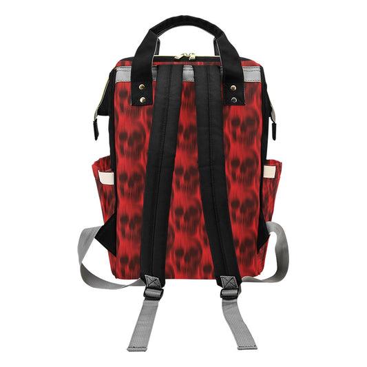 Skull Red Print Design LKS306 Diaper Bag Backpack