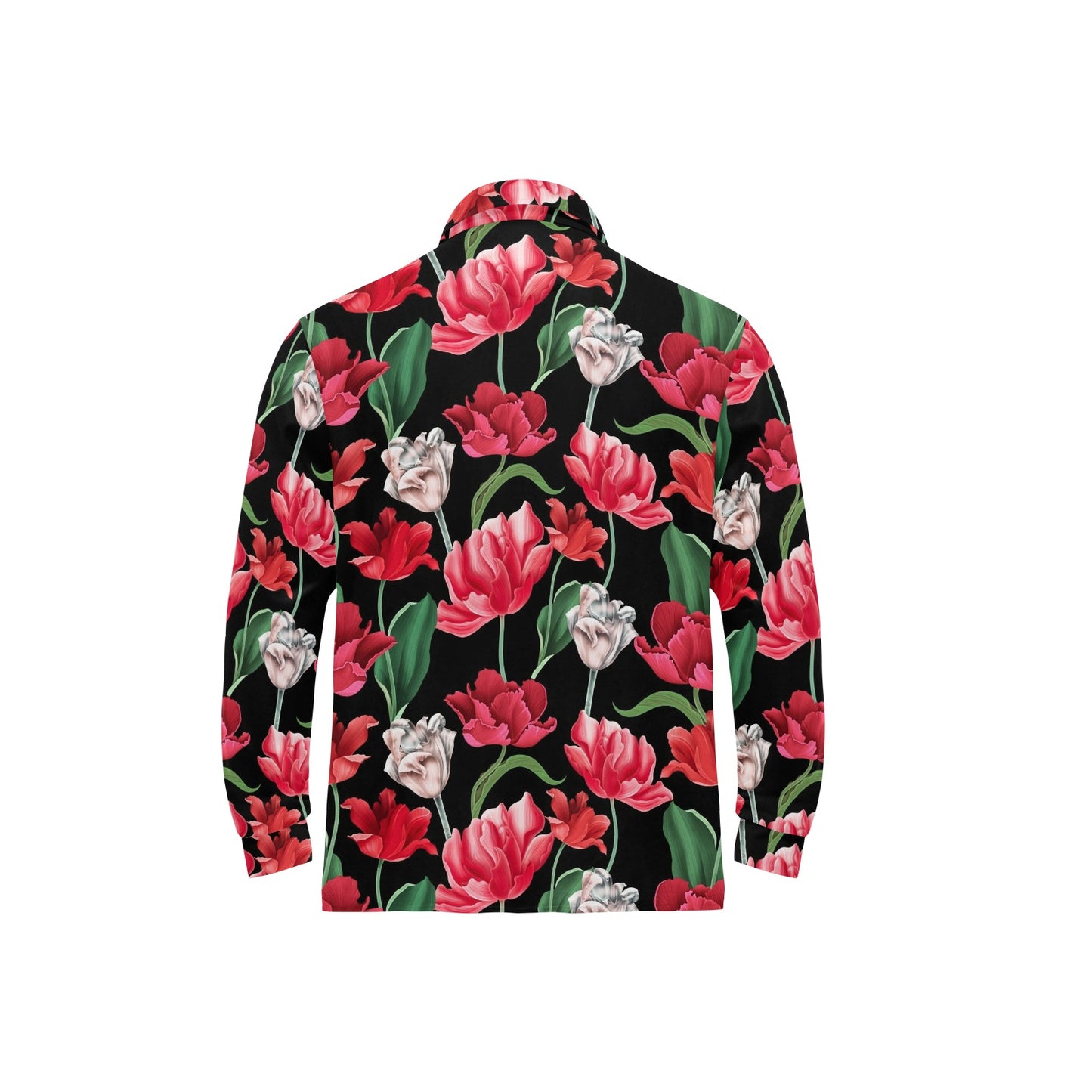Tulip Pattern Print Design TP08 Long Sleeve Polo Shirt For Men's