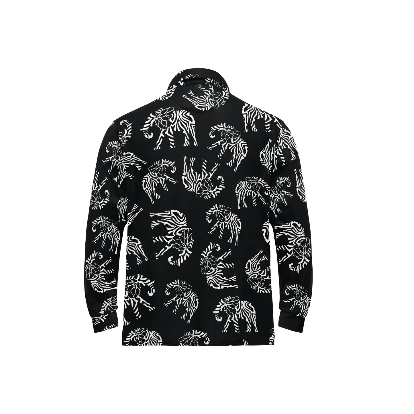 Elephant Tribal Long Sleeve Polo Shirt For Men's