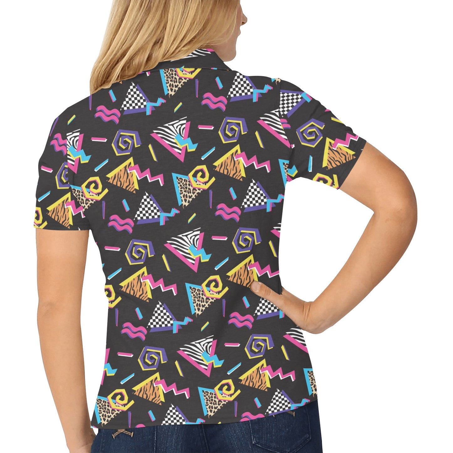 80s Pattern Print Design 3 Women's Polo Shirt