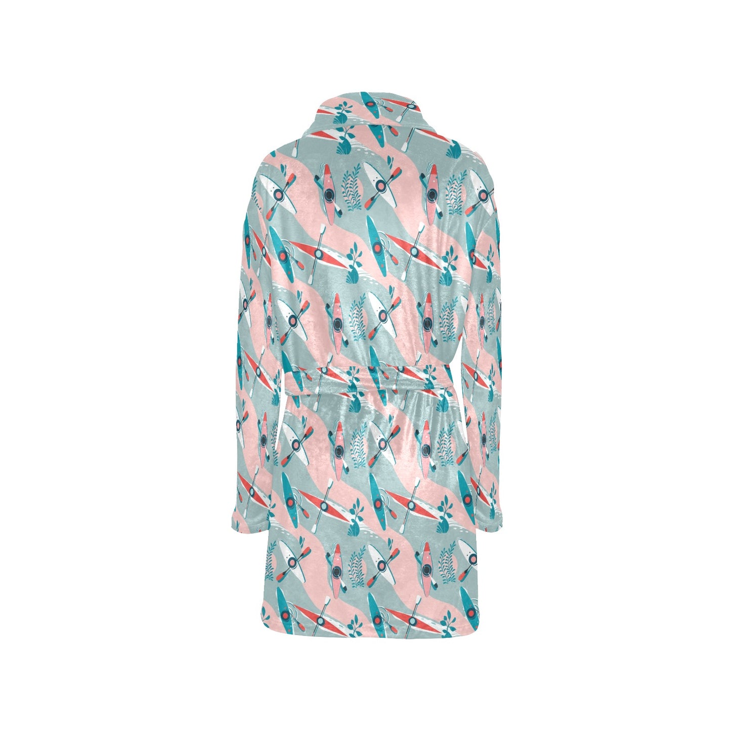 Kayak Pattern Print Design 05 Women's Fleece Robe