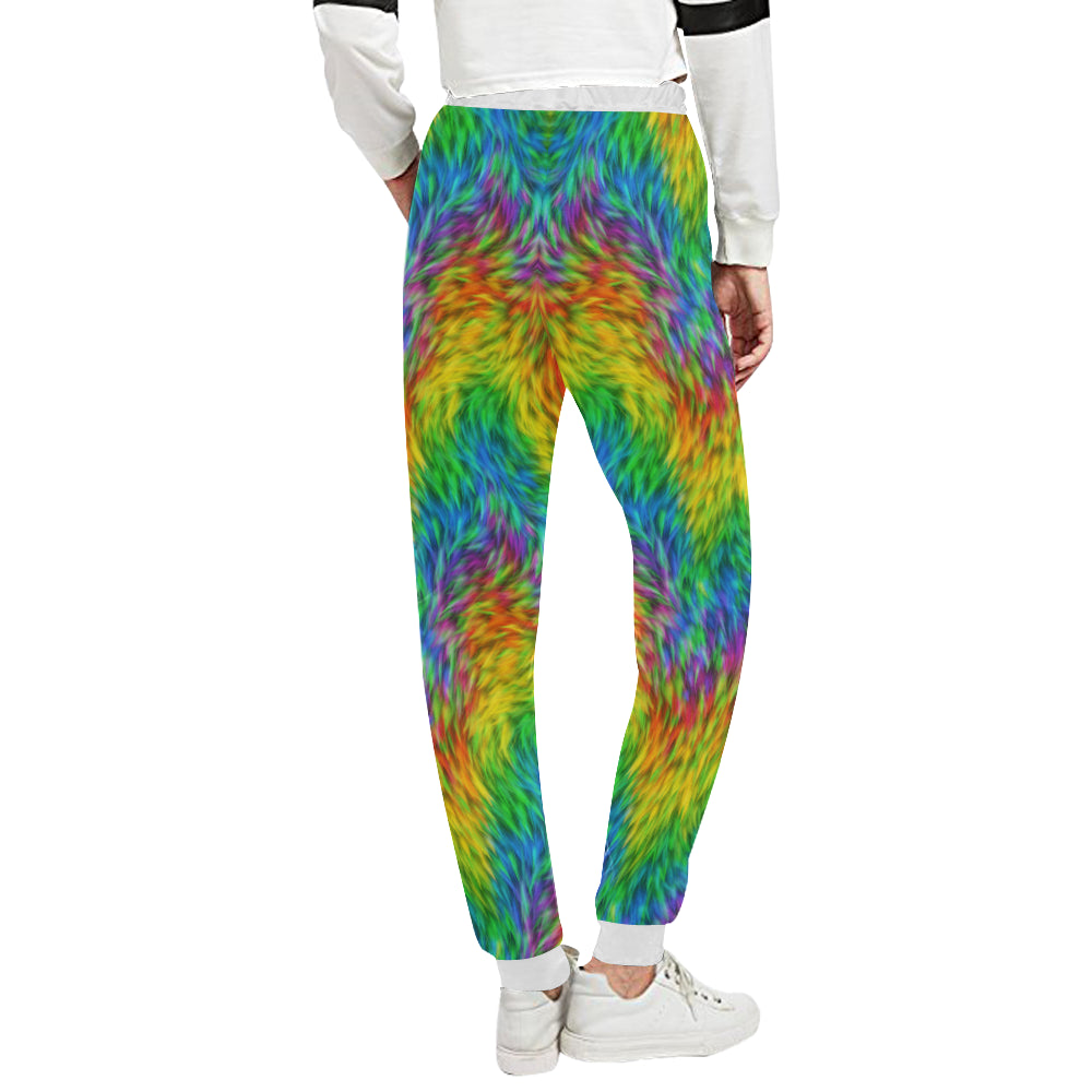 Rainbow Fur Design Print Unisex Sweatpants