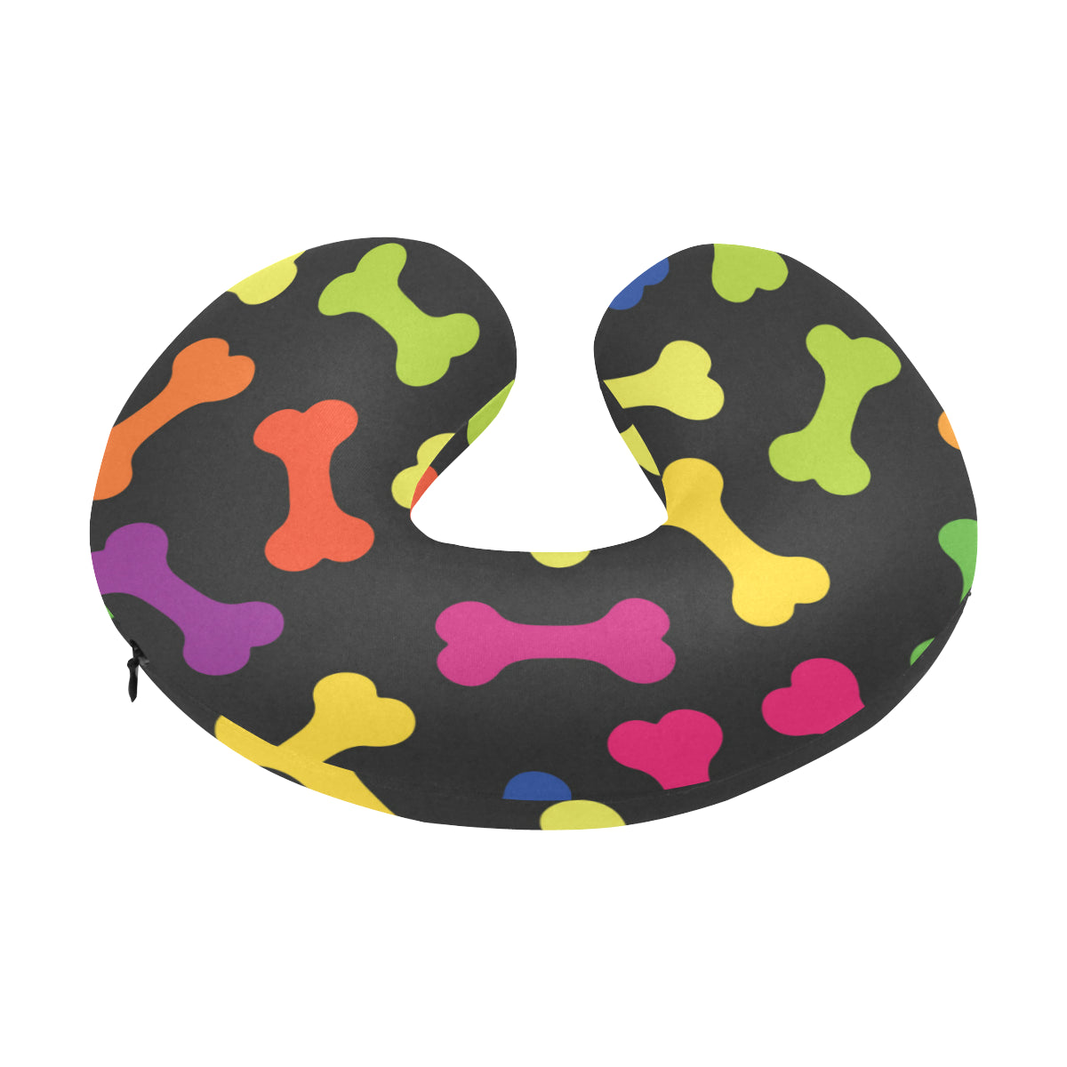Dog Bone Neon Color Pattern Print Design 02 U-Shaped Travel Neck Pillow