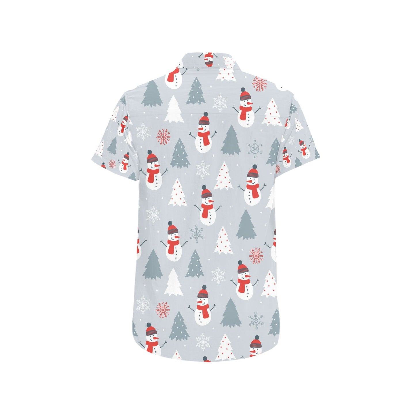 Snowman Print Design LKS302 Men Short Sleeve Button Up Shirt