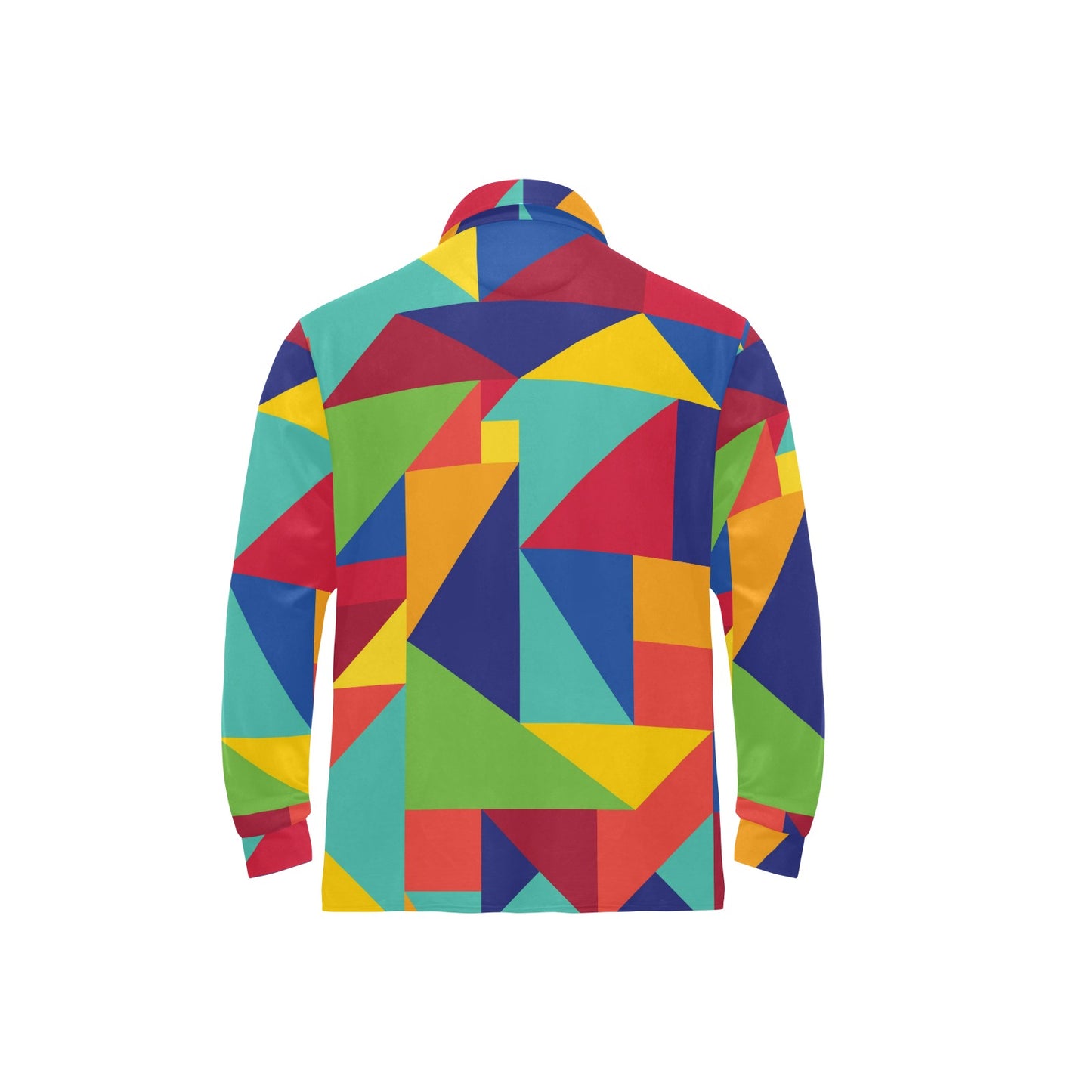 Mosaic Pattern Print Design 01 Long Sleeve Polo Shirt For Men's