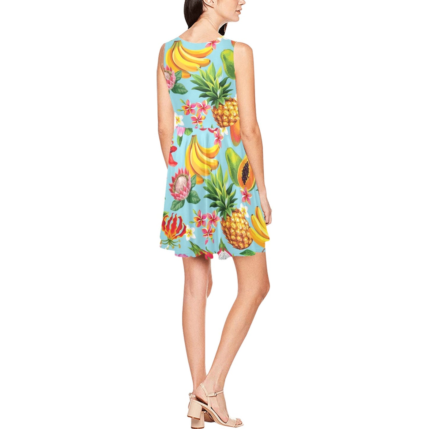 Tropical Fruits Pattern Print Design TF01 Sleeveless Dress