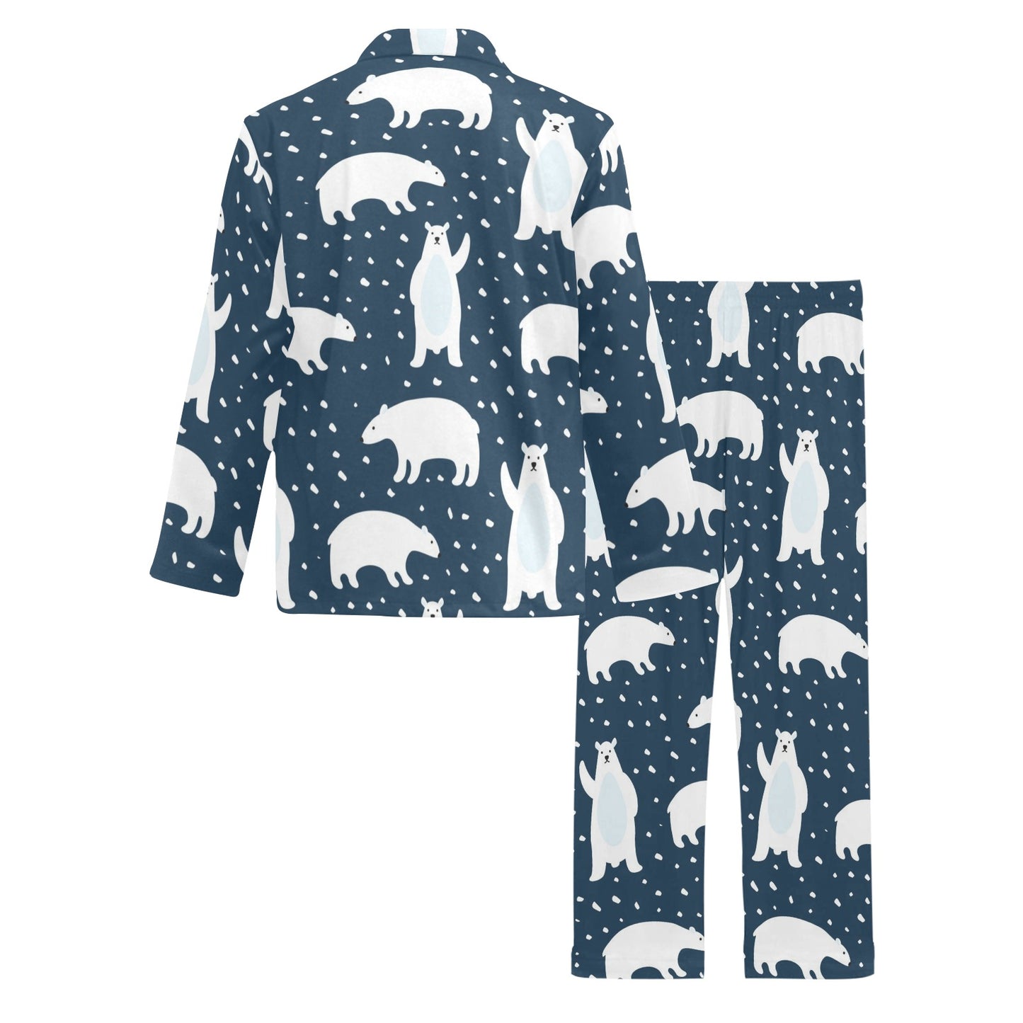 Polar Bear Pattern Print Design A02 Men's Long Pajama Set