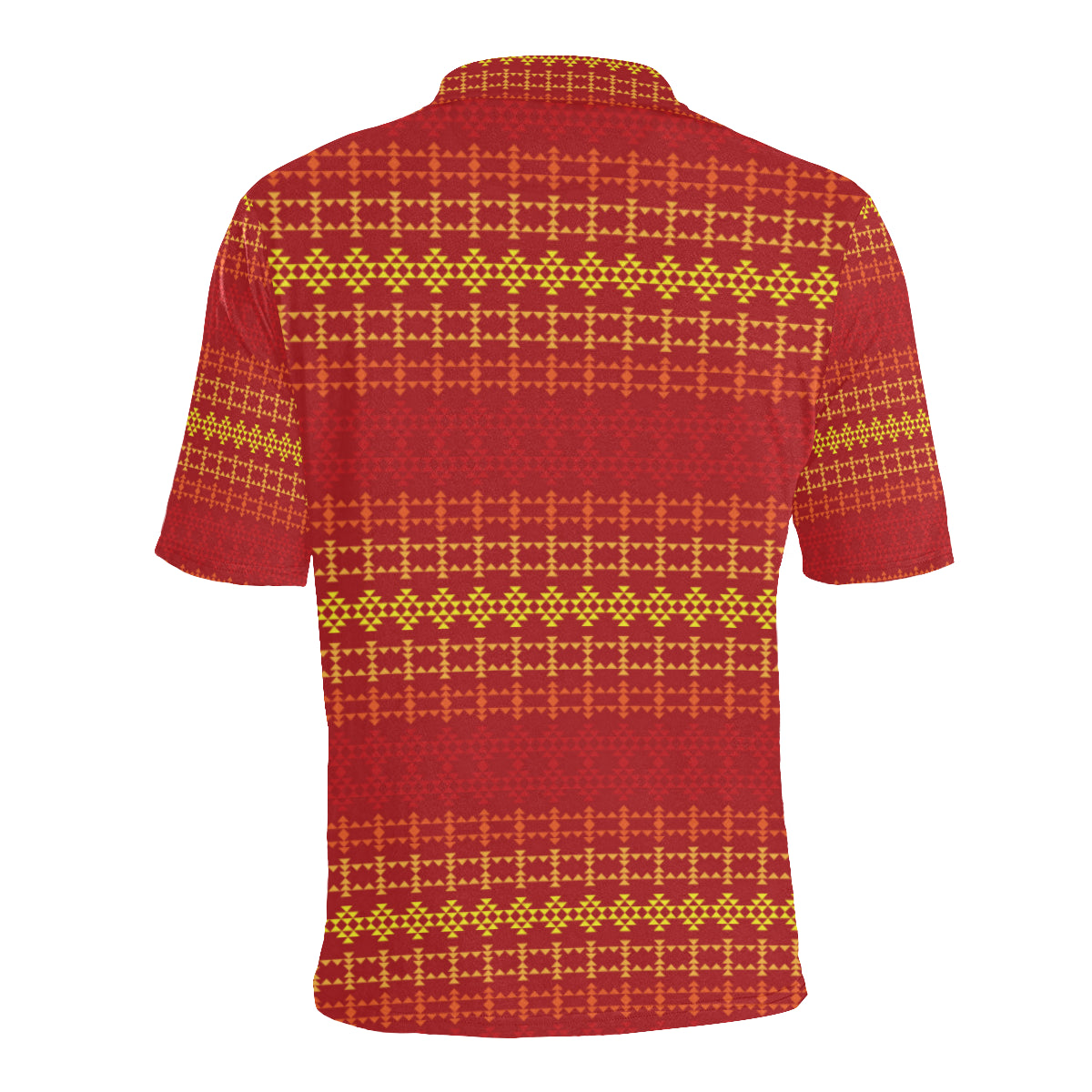 Southwest Red Gold Design Themed Print Men Polo Shirt