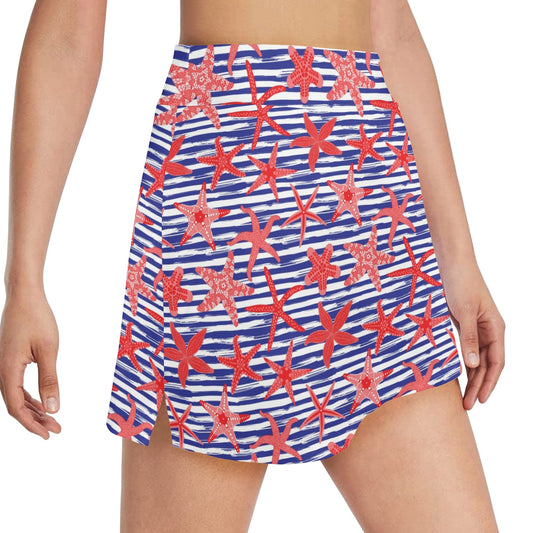 Starfish Print Design LKS401 17" Golf & Pickleball Skort with Pockets