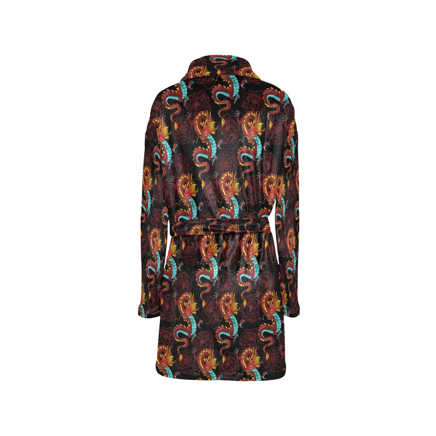 Chinese Dragons and Peonies Design Women's Fleece Robe