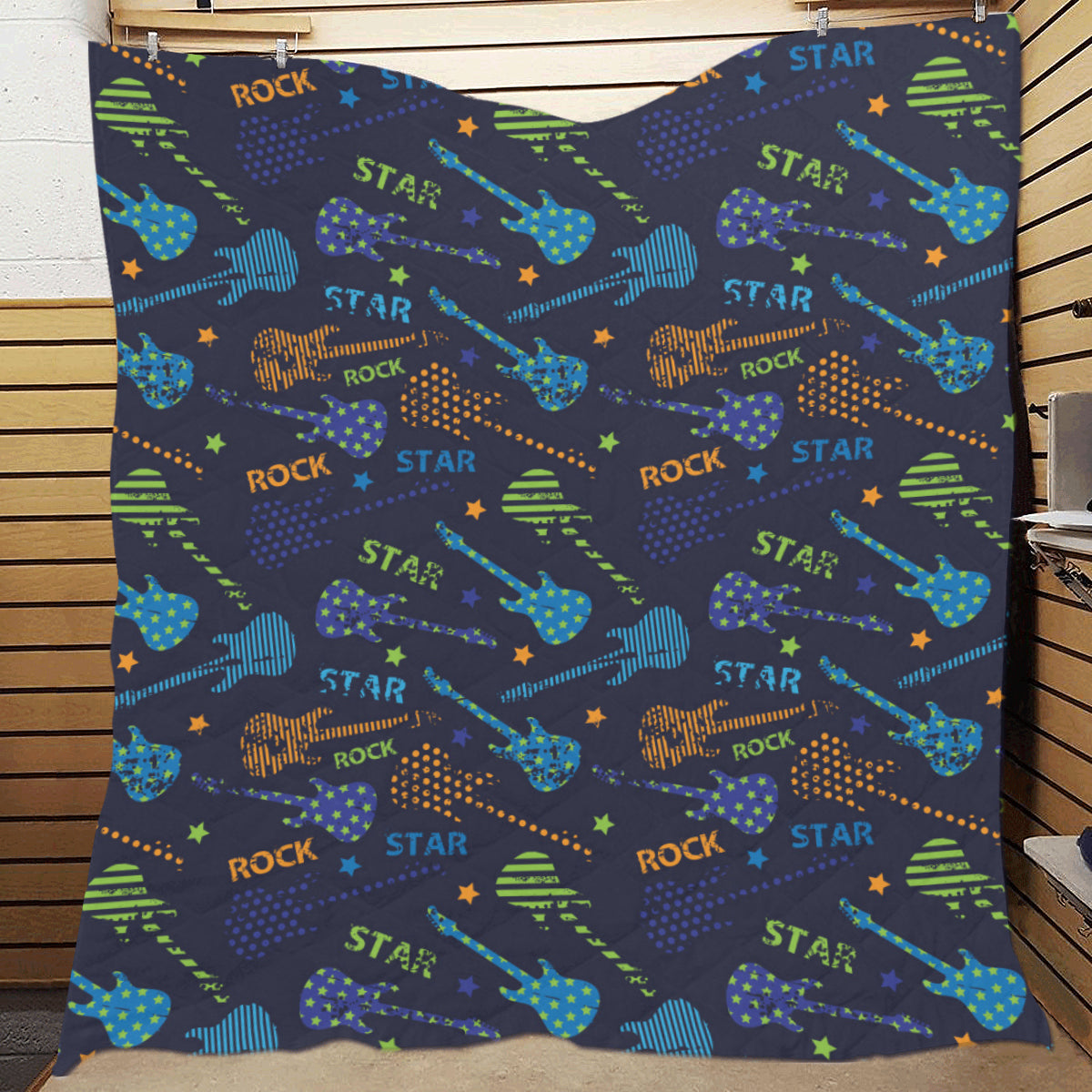 Rock and Roll Pattern Print Design A04 Premium Quilt