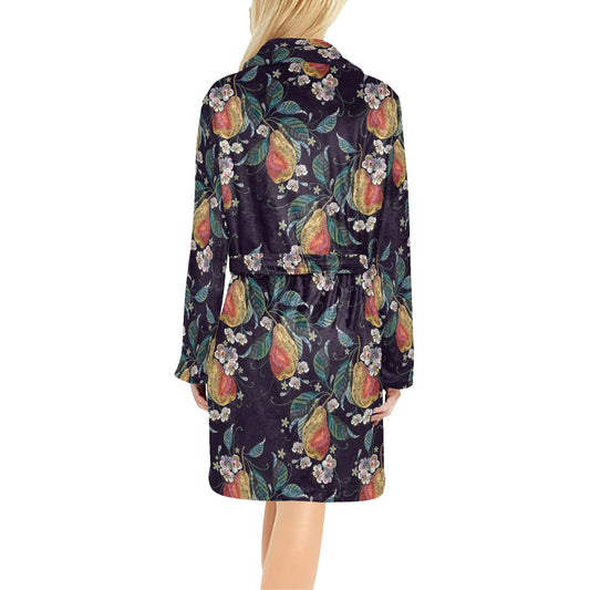 Pear Pattern Print Design PE02 Women's Fleece Robe