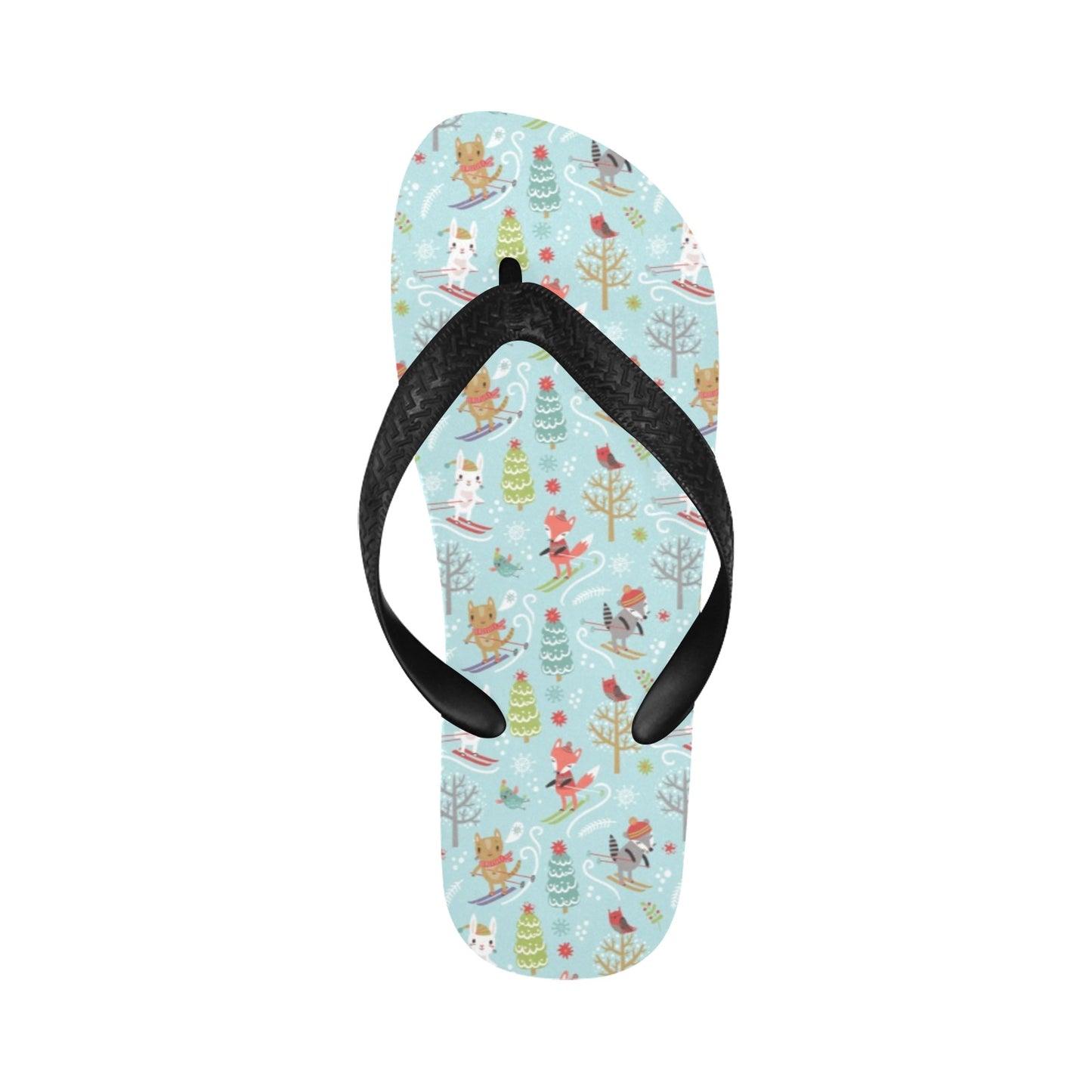 Ski Fox Cute Print Design LKS303 Flip Flops
