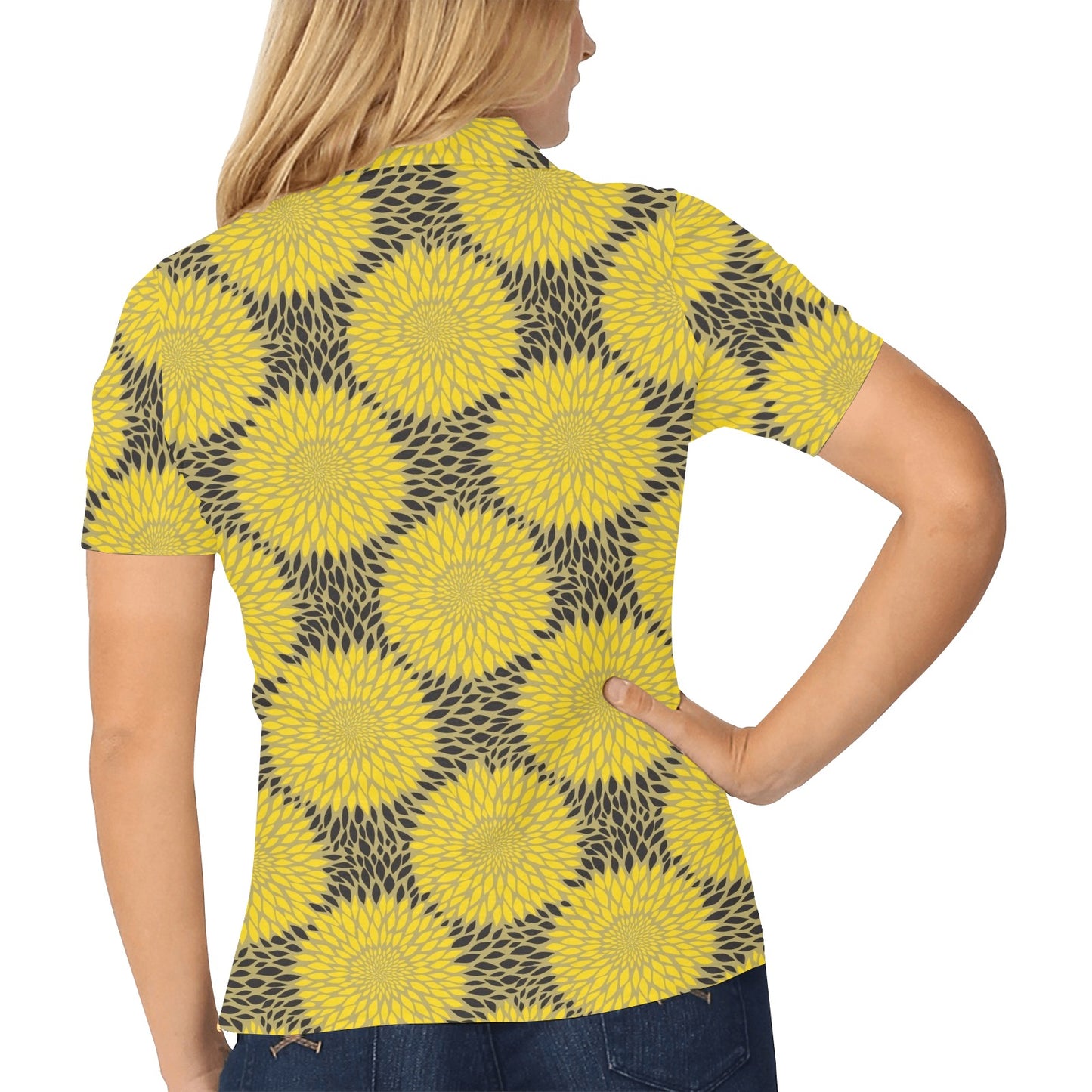 Sunflower Pattern Print Design SF06 Women's Polo Shirt