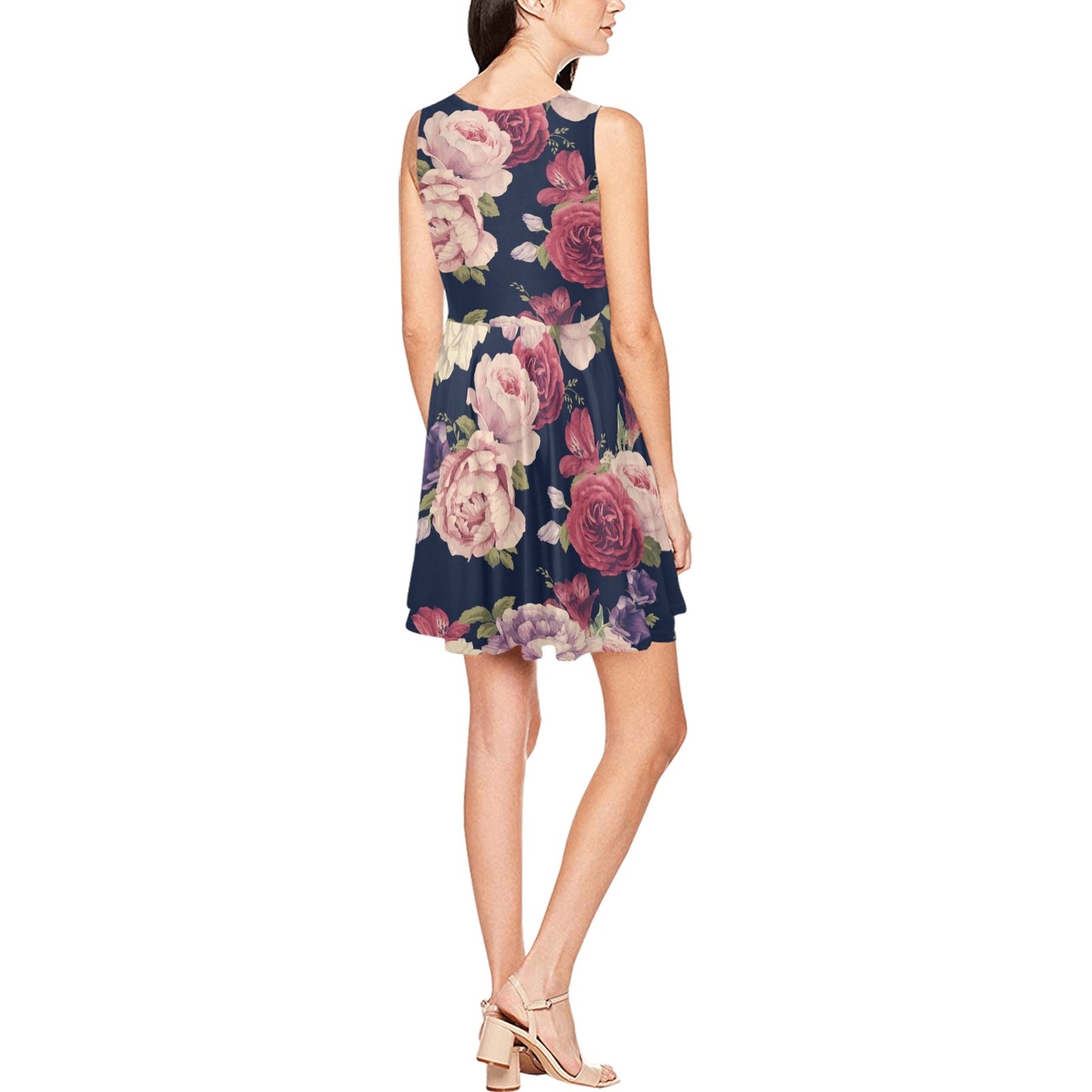 Peony Pattern Print Design PE03 Sleeveless Dress