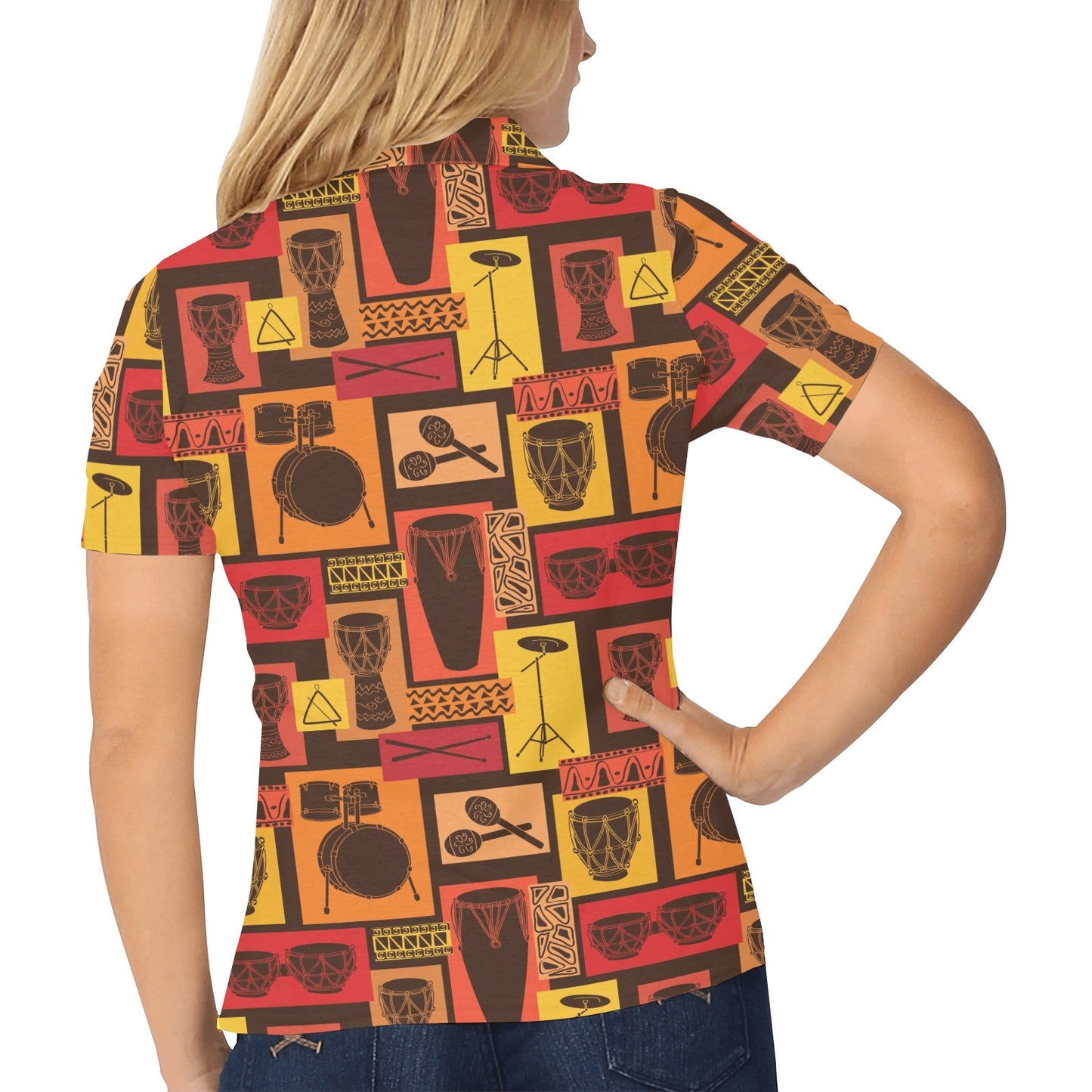 Percussion Pattern Print Design 02 Women's Polo Shirt