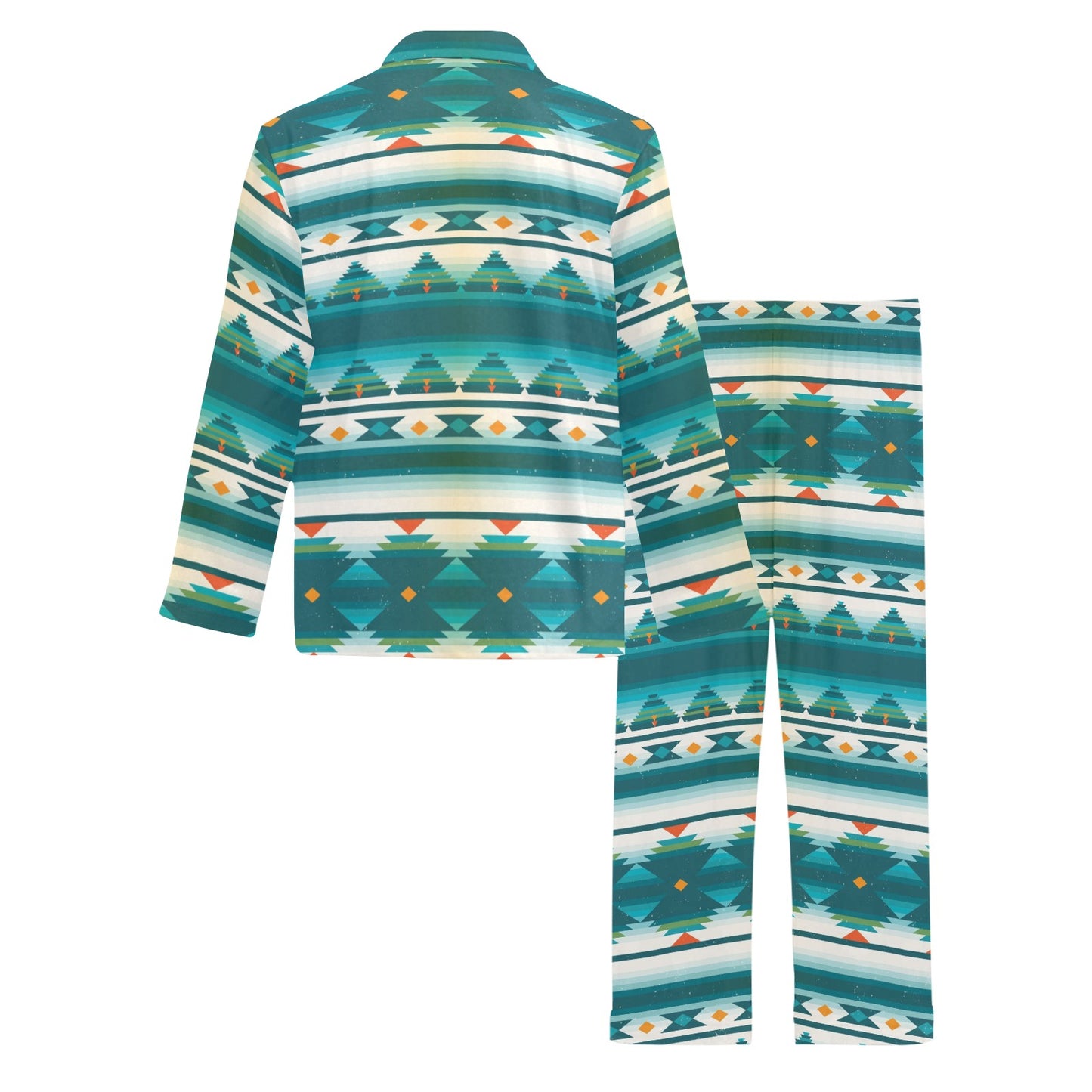 Blue Tribal Aztec Men's Long Pajama Set