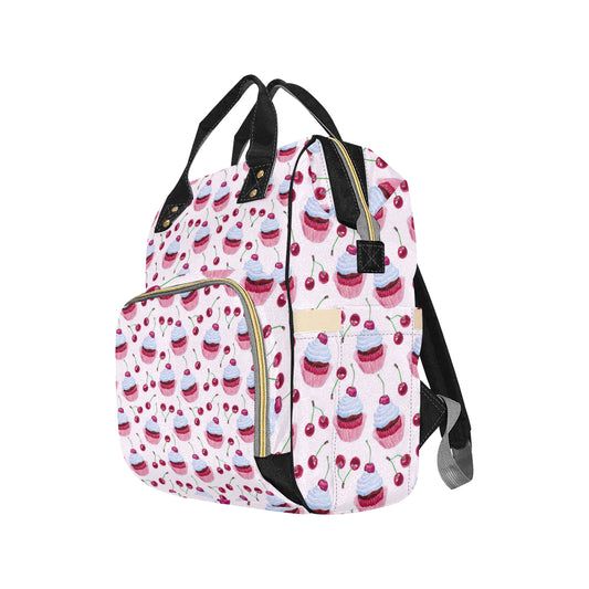 Cherry Cupcake Pink Pattern Diaper Bag Backpack