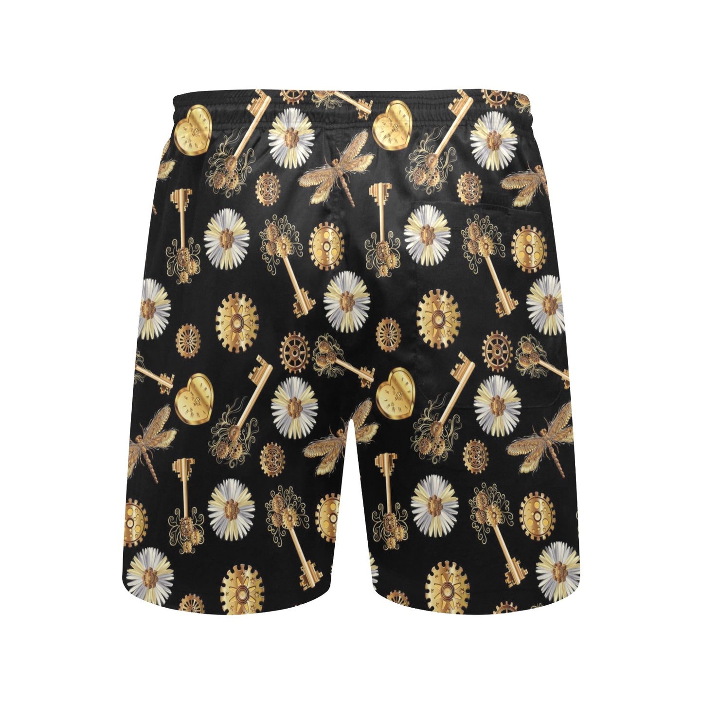Steampunk Key Dragonfly Print Design LKS303 Men's Swim Trunks Beach Shorts