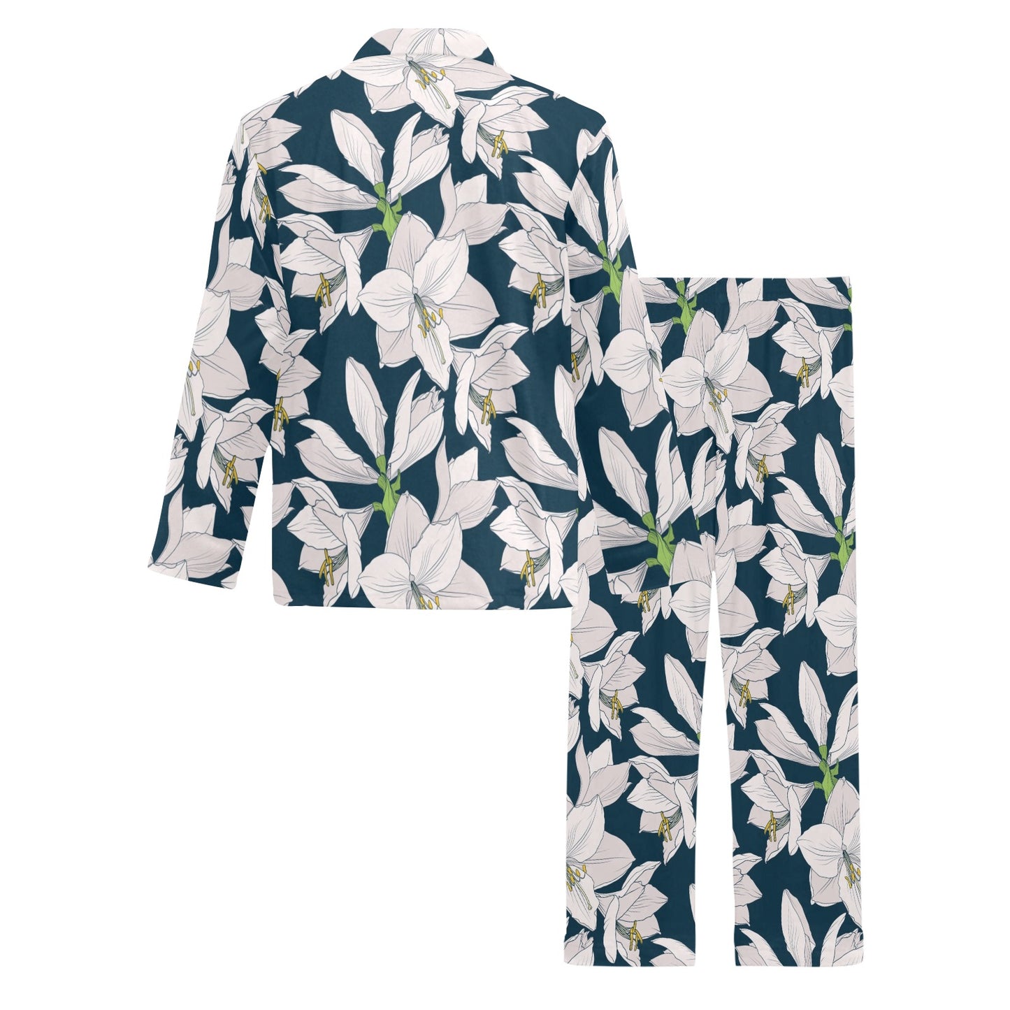 Amaryllis Pattern Print Design 01 Men's Long Pajama Set