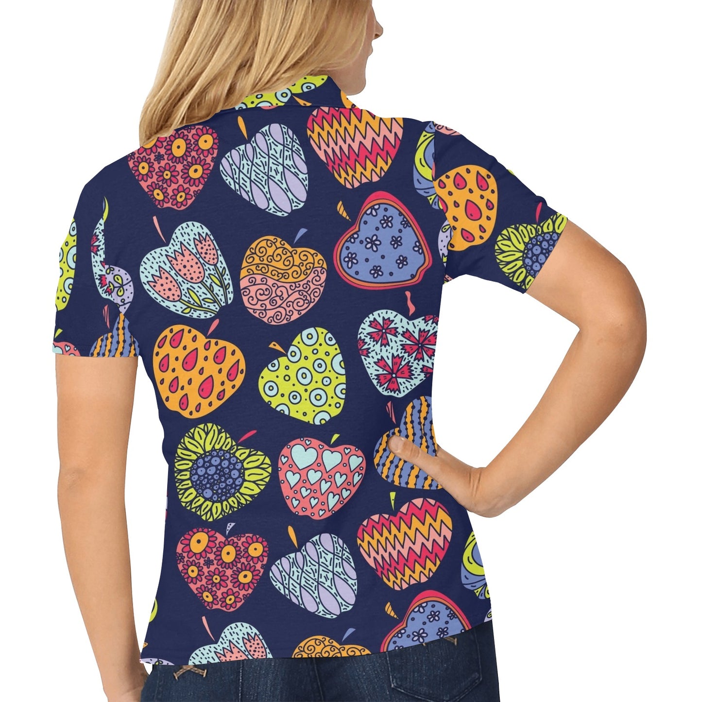 Apple Pattern Print Design AP05 Women's Polo Shirt