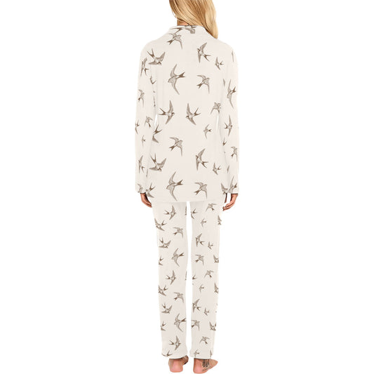 Swallow Bird Pattern Print Design 01 Women's Long Pajama Set