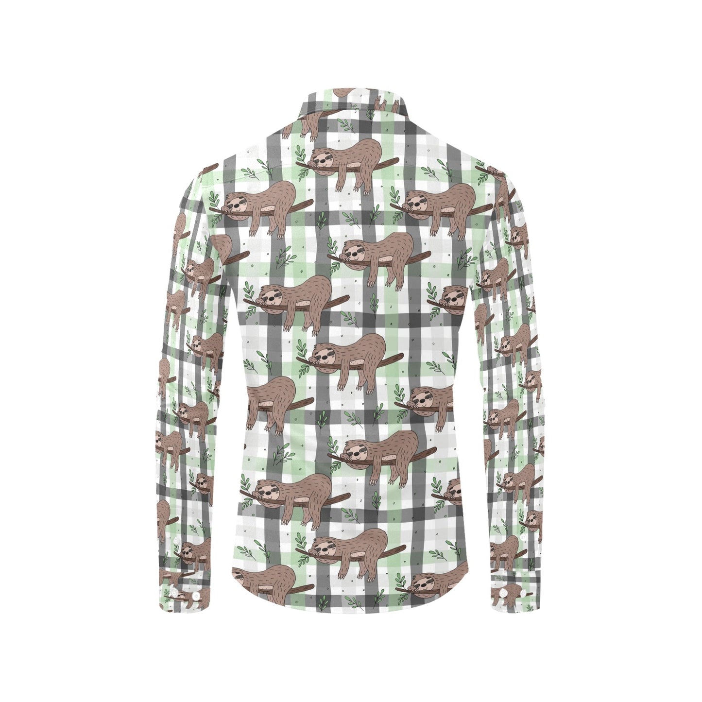 Sloth Print Design LKS301 Men's Long Sleeve Dress Shirt