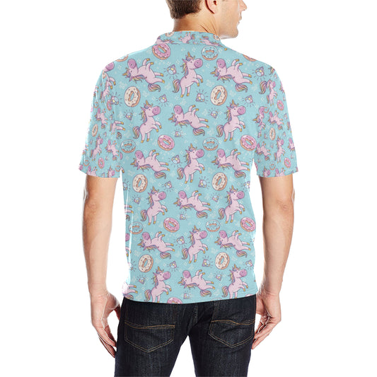 Donut Unicorn Pattern Print Design DN016 Men Polo Shirt