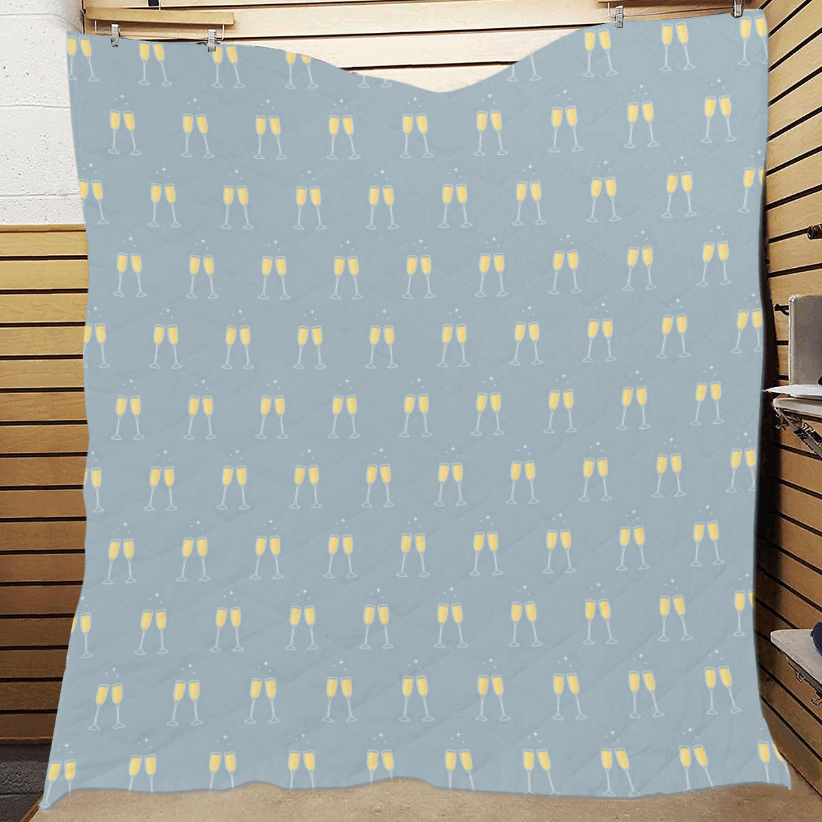 Champagne Pattern Print Design 03 Premium Quilt
