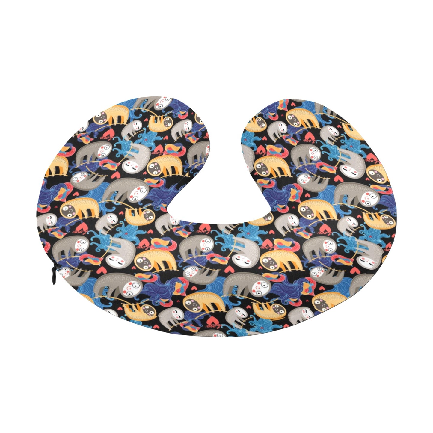 Sloth Cartoon Design Themed Print U-Shaped Travel Neck Pillow