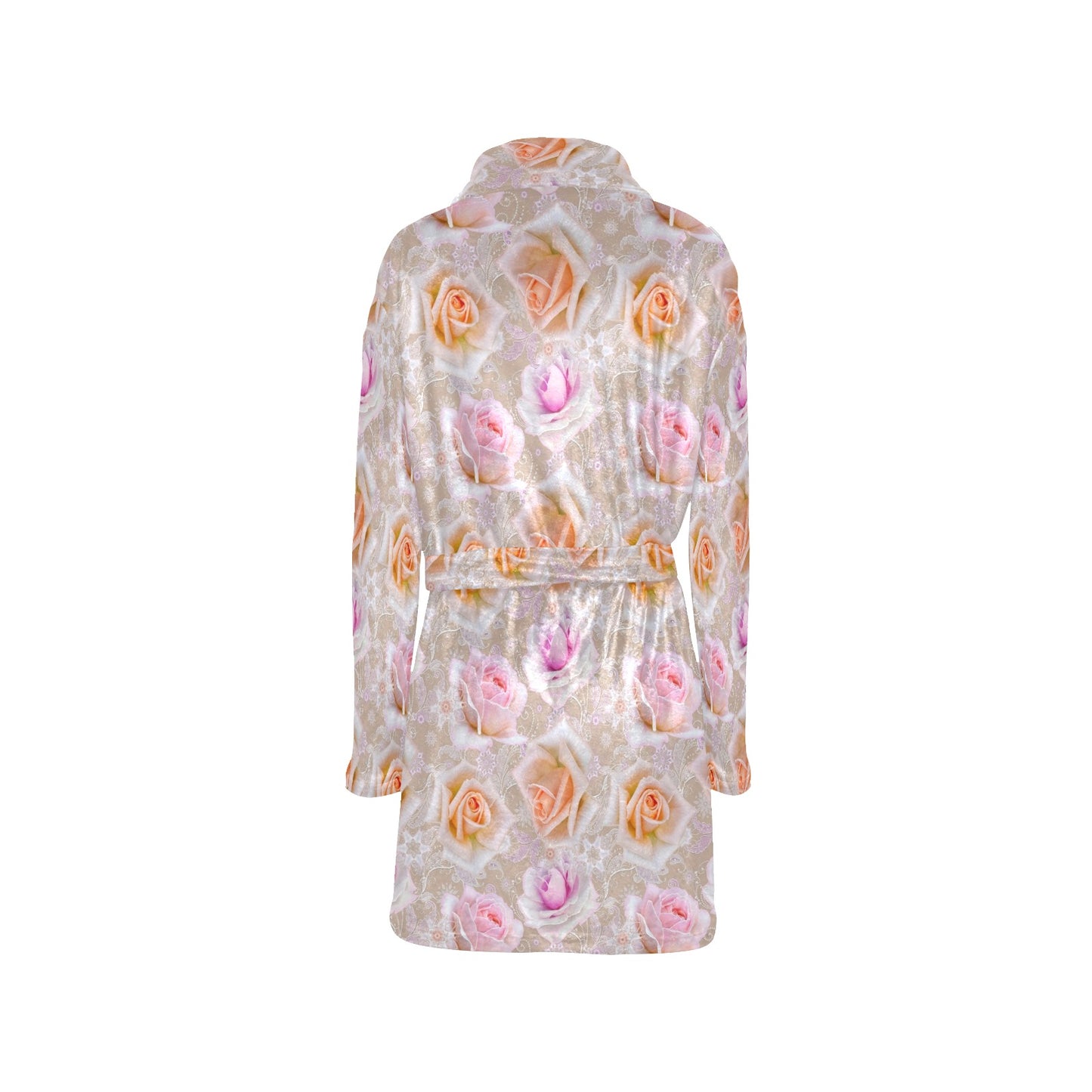 Rose Pattern Print Design RO011 Women's Fleece Robe