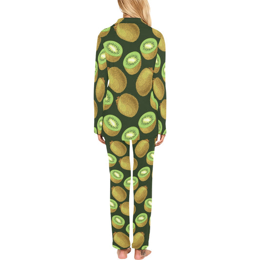 Kiwi Pattern Print Design KW04 Women's Long Pajama Set