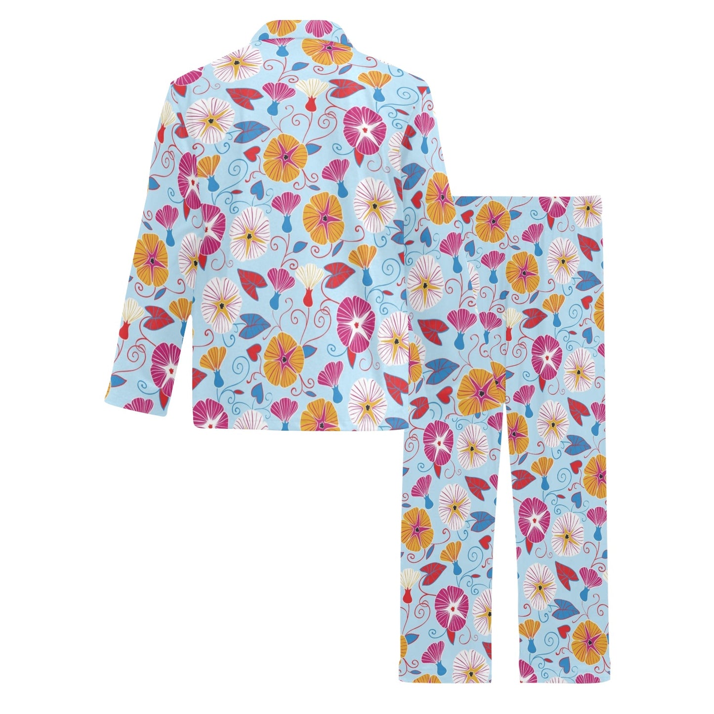 Morning Glory Pattern Print Design MG06 Men's Long Pajama Set