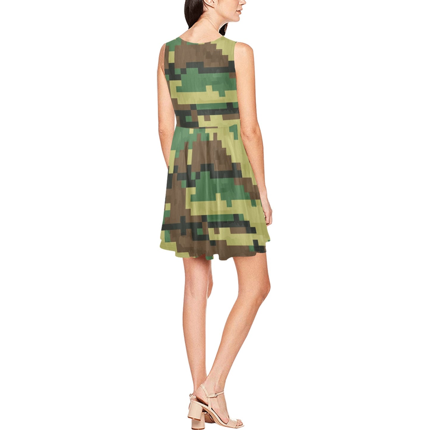 ACU Army Digital Pattern Print Design 02 Sleeveless Dress