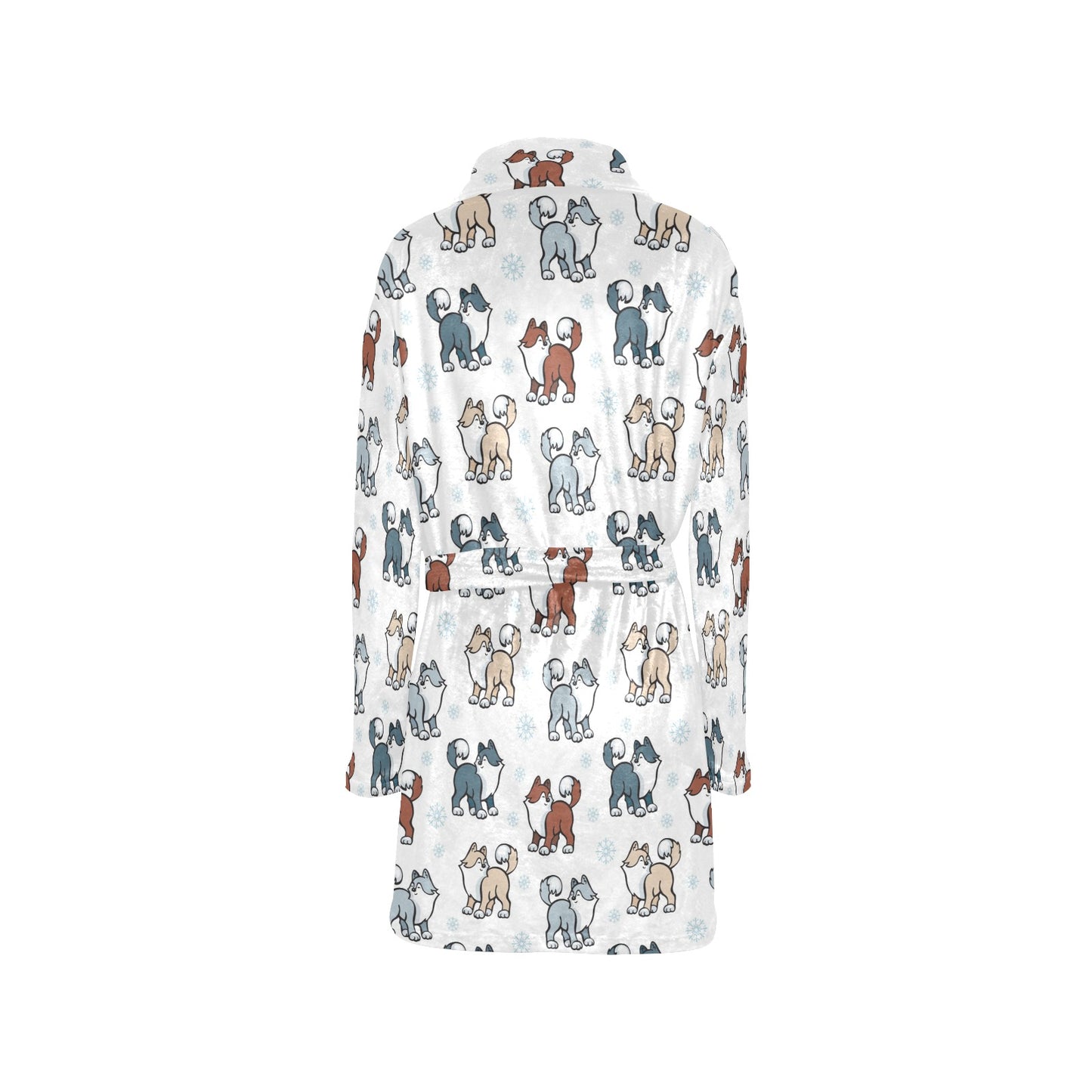 Alaskan Malamute Pattern Print Design 02 Women's Fleece Robe
