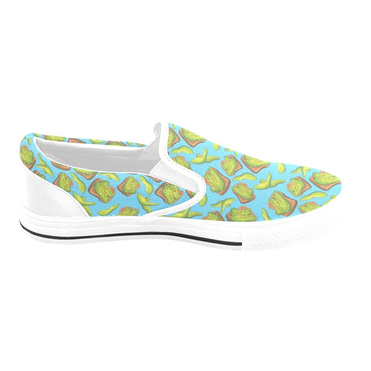 Sandwich Avocado Print Design LKS306 White Slip Ons Canvas Women's Shoes