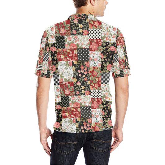 Patchwork Flower Pattern Print Design 03 Men Polo Shirt