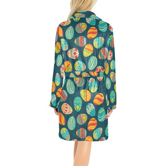 Easter Eggs Pattern Print Design RB09 Women's Fleece Robe