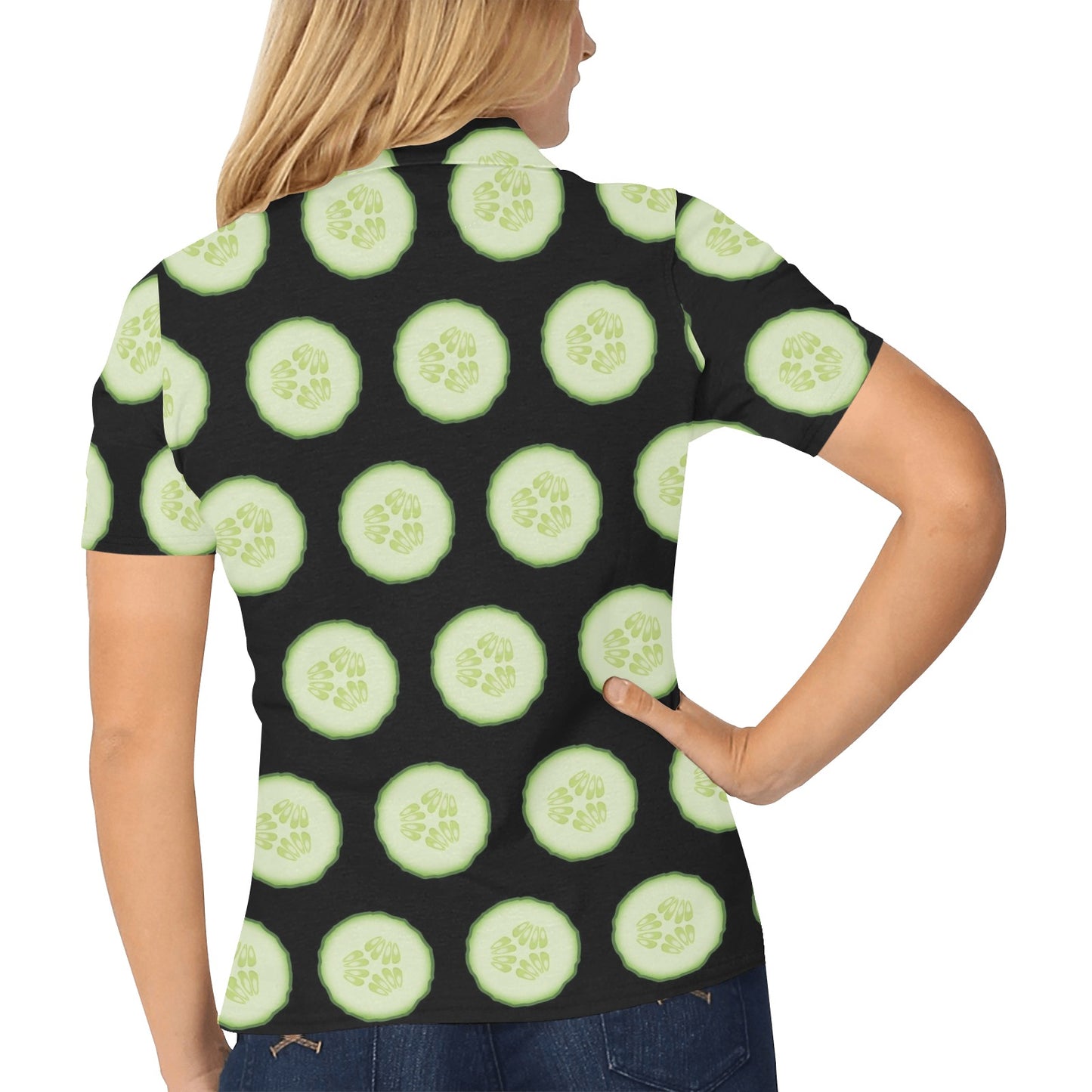 Cucumber Pattern Print Design CC02 Women's Polo Shirt