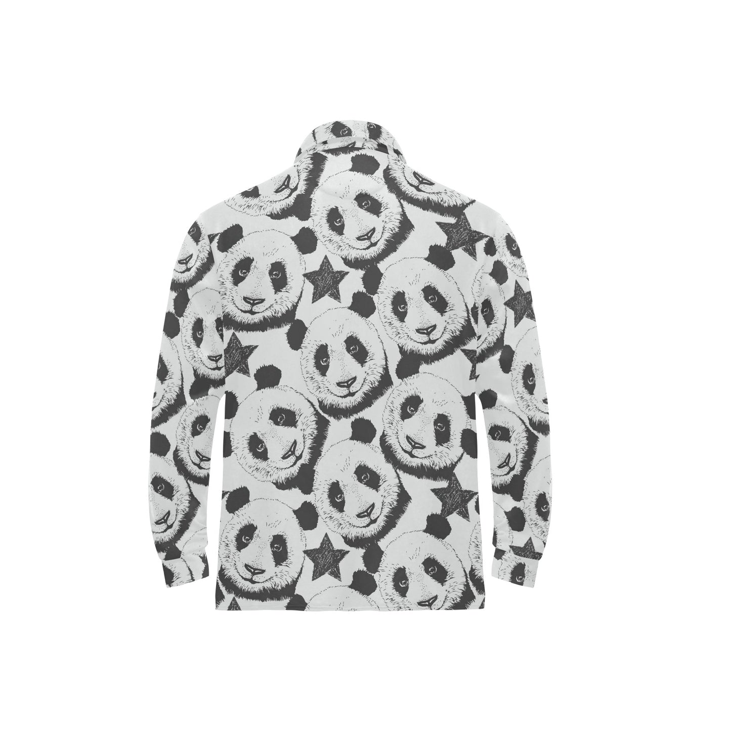 Panda Pattern Print Design A02 Long Sleeve Polo Shirt For Men's