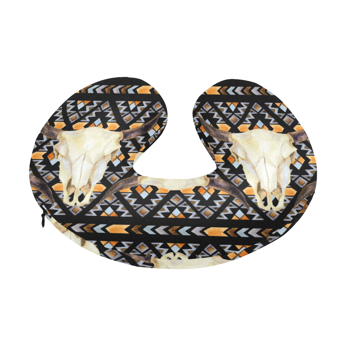 Buffalo Head Pattern Print Design 03 U-Shaped Travel Neck Pillow
