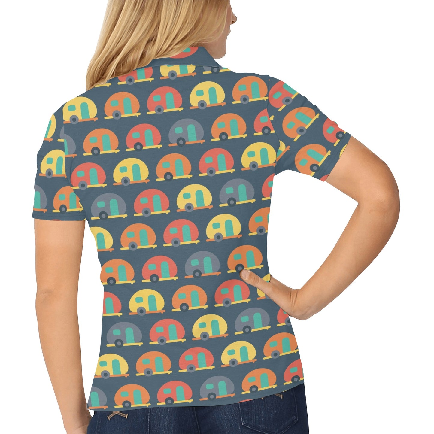 Camper Pattern Print Design 02 Women's Polo Shirt