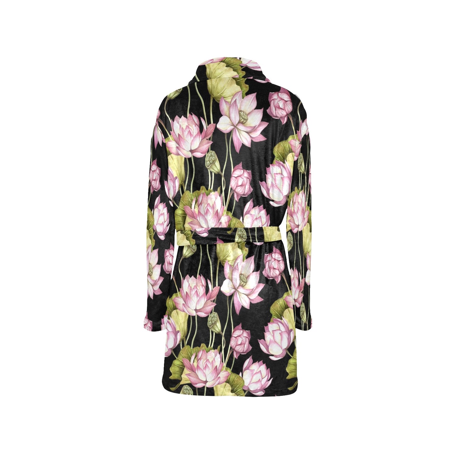 Water Lily Pattern Print Design WL06 Women's Fleece Robe