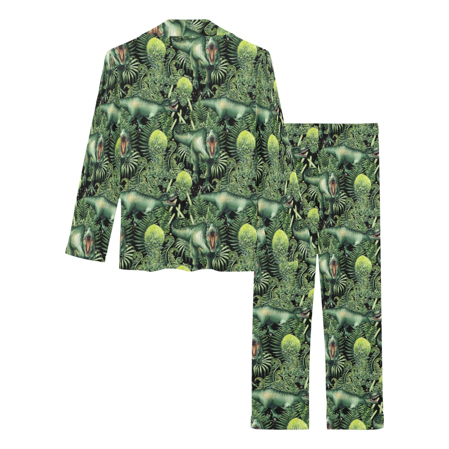 Dinosaur T Rex Print Pattern Women's Long Pajama Set