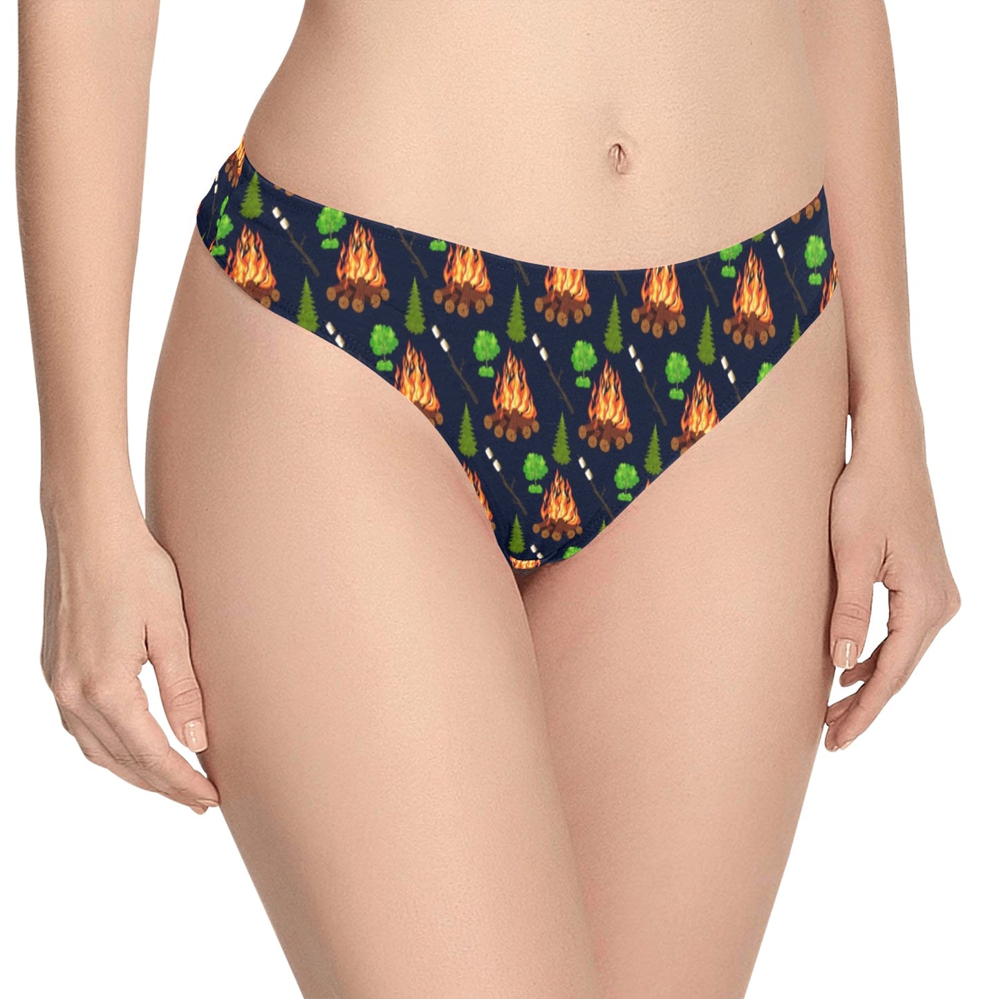 Camfire marshmallow Camping Design Print Women's Thongs